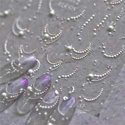 1pcs White 5D Pearl Lace Wave Lines Nail Art Stickers Elegant Exquisite Nail Decoration Decals DIY Self Adhesive Transfer Slider (Online Order Only)