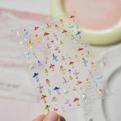 Cute Colored Mushrooms Water Bubbles Umbrella-shaped Plant Various Shapes Fungi Lovely Adhesive Nail Art Stickers Manicure Decal (ONLINE ORDER ONLY)