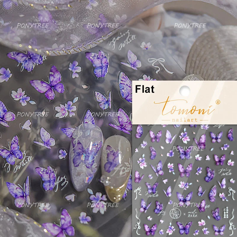 Colourful Butterfly Delicate Anmials Adhesive Nail Art Stickers Dreamy Winter Snowflake Rhinestone Manicure Decals Nail Supplies (ONLINE ORDER ONLY)