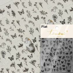 Pale Flower Bouquet Label Bowknot Stationery Sunflower Daisy Leaf 3D Self Adhesive Nail Art Stickers Rhinestone Manicure Decals (Online Order Only)