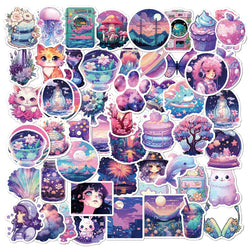 Fantasy Purple Cartoon Aesthetic Stickers for Laptop, Notebook, Luggage, Phone - 10/30/50pcs (Online Order Only)