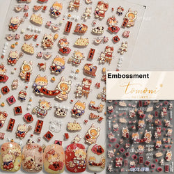 Cat Kitten Star Tree Bell Angel Bowknot Snowman Envelope Pinecone Bone Adhesive Nail Art Stickers Cup Rhinestone Manicure Decals (ONLINE ORDER ONLY)
