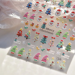 Black White Christmas Tree Snowflake Bowknot Snowman Socks Star Santa Hat Deer Rhinestone Winter Nail Art Sticker Manicure Decal (Online Order Only)