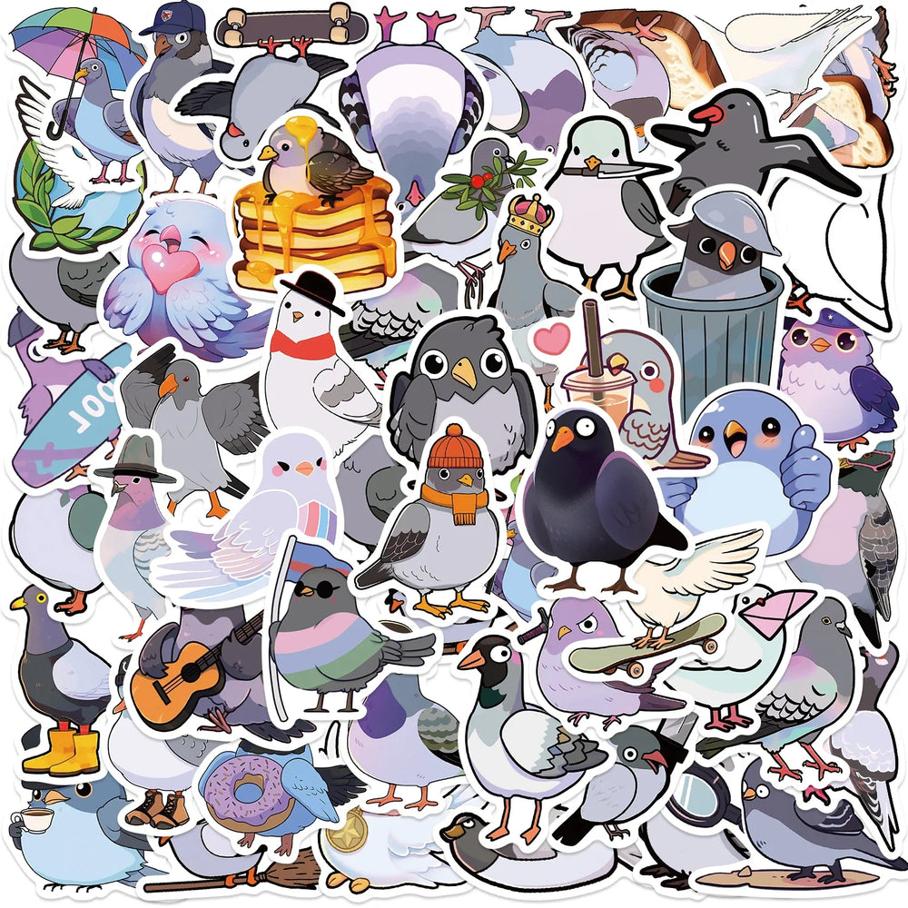 50PCS Cute Cartoon Pigeon Stickers DIY Diary Laptop Luggage Skateboard Animal Sticker Fun Classic Toy (Online Order Only)