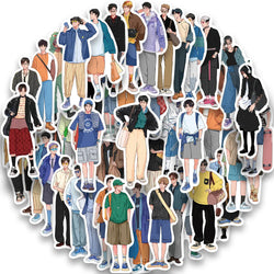 50PCS Boy Wear Fashion Man Stickers Pack DIY Skateboard Motorcycle Suitcase Stationery Stickers Phone Laptop Toy (Online Order Only)