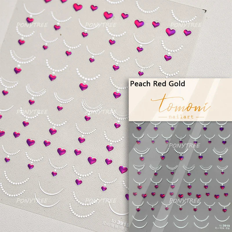 Mini Love Heart Arc Curved Line French Style Minimalist Colourful Self-adhesive Nail Art Decorations Stickers Manicure Decals (Online Order Only)