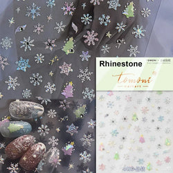 Shiny White Pink Blue Gold Snowflakes Hexagon Water Bubbles Winter 5D Self Adhesive Nail Art Stickers Rhinestone Manicure Decals (ONLINE ORDER ONLY)