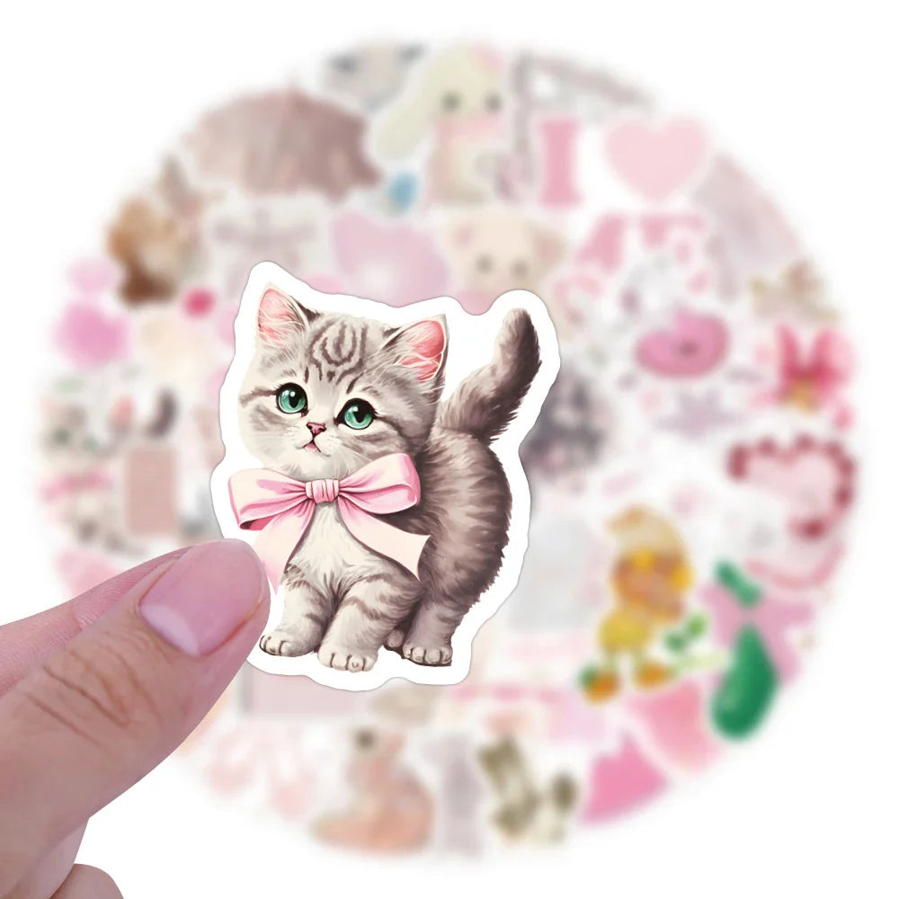 10/30/60PCS Funny Pink Coquette Stickers Toys Cute Cartoon Decals DIY Skateboard Fridge Notebook Fridge Guitar Kawaii Sticker (Online Order Only)