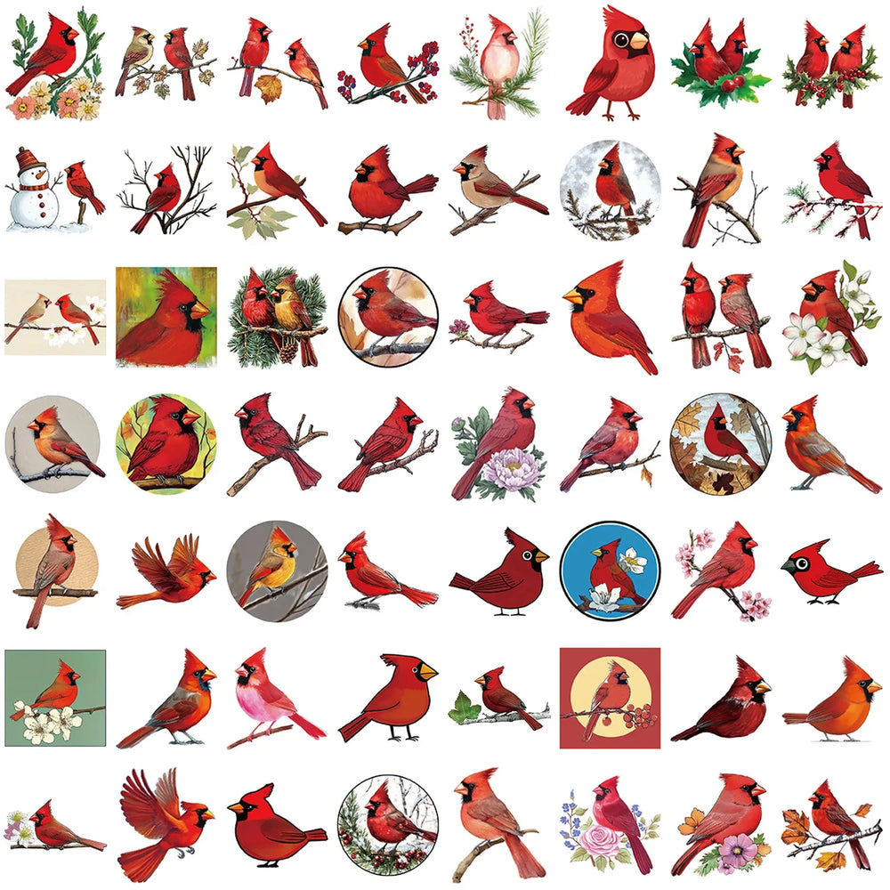 10/30/50PCS Red Little Bird Cartoon Stickers Funny Cartoon Decoration Animal Graffiti Toy Luggage Laptop Phone Guitar Bike Decal (ONLINE ORDER ONLY)
