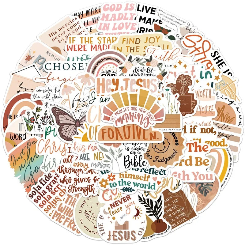 10/30/50PCS Kawaii Boho The Bible Decoration Scrapbooking Accessories PVC Sticker Aesthetic Stationery School Supplies for Kids (ONLINE ORDER ONLY)