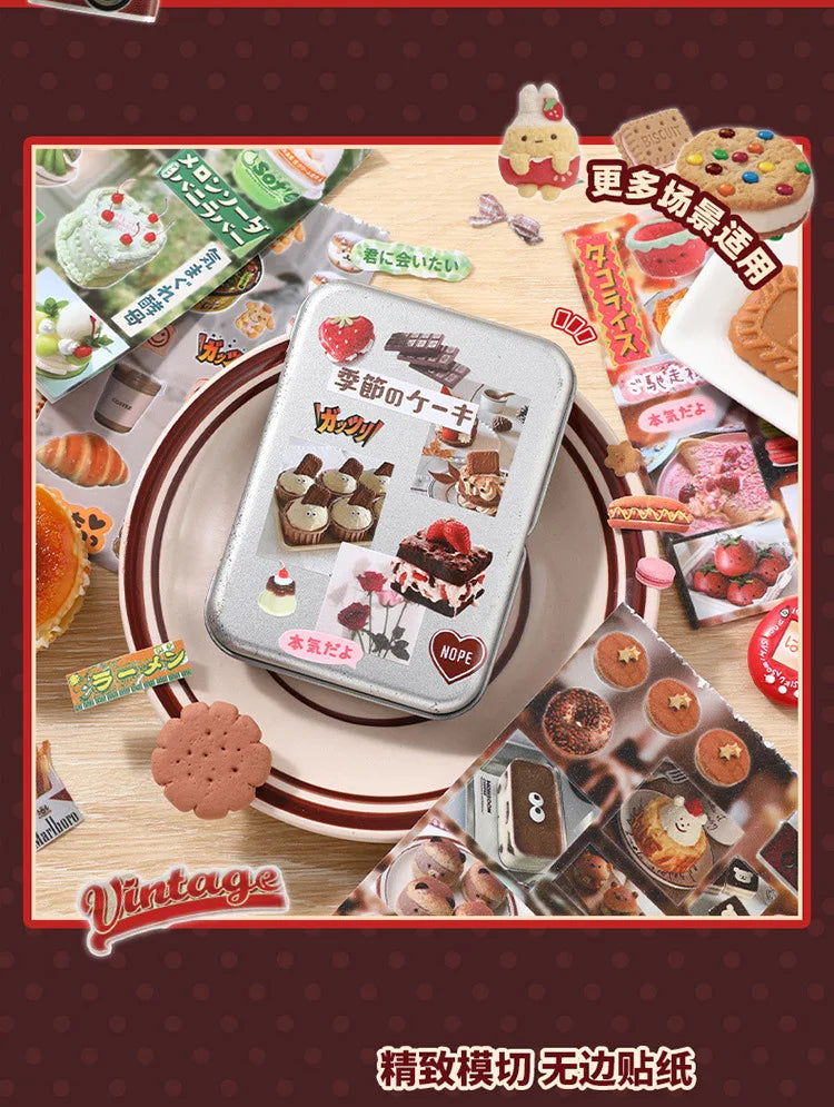 30 Pages Ins Retro Cute Dessert Cake Decorative Stickers Book Scrapbooking Phone Case DIY Journal Collage Material Sticker Gift (ONLINE ORDER ONLY)