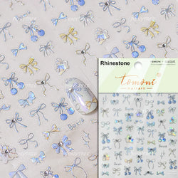 Colourful Grid Bowknot Charming Silk Ribbon Tie Chic 5D Self Adhesive Nail Art Sticker Sparkle Crystal Rhinestone Manicure Decal (ONLINE ORDER ONLY)