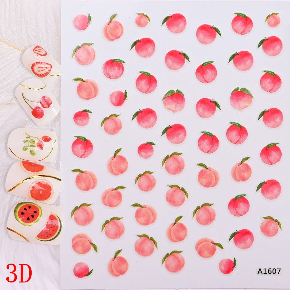 1Pc Summer Nail Art Sticker Lemon Nail Decal Nail Art Supplies Cute Fruit Strawberry Cherry Watermelon Avocado Lemon Nail Design (ONLINE ORDER ONLY)