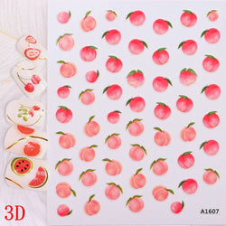 1Pc Sweet Cute Fresh Red Cherry Pattern Nail Stickers Self Adhesive Fruit Design Decals Women & Girls Homemade Manicure Supplies (ONLINE ORDER ONLY)