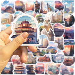 10/30/50PCS Cartoon Scenery PVC Sticker Aesthetic Korean Children's Decoration Scrapbooking Stationery School Supplies for Kid (ONLINE ORDER ONLY)