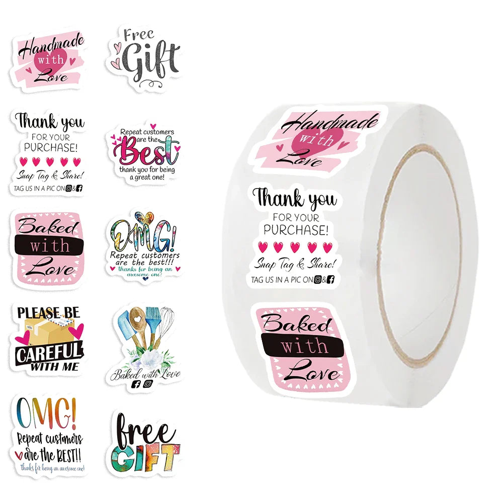 500pcs Cute Reward Stickers Roll with English Thanks Stickers for School Teacher Kids Student Stationery Stickers Kids (Online Order Only)
