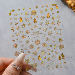 1PCS Laser Gold Snowflake Christmas Tree Nail Sticker 3D Adhesive Nail Decals Nail Art Accessories New Christmas Decoration 2024 (ONLINE ORDER ONLY)