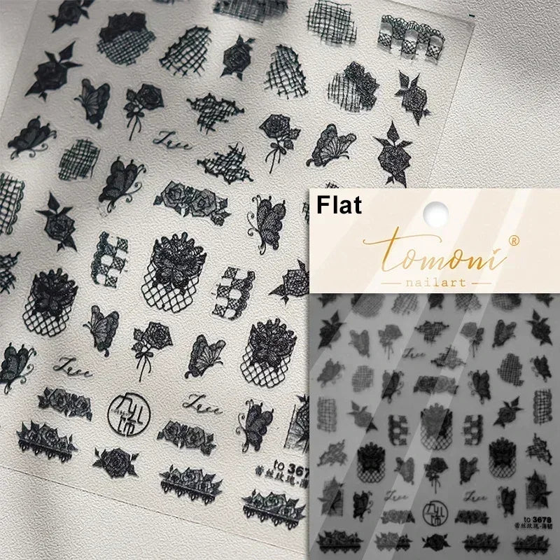 Pale Flower Bouquet Label Bowknot Stationery Sunflower Daisy Leaf 3D Self Adhesive Nail Art Stickers Rhinestone Manicure Decals (Online Order Only)