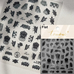 Pale Flower Bouquet Label Bowknot Stationery Sunflower Daisy Leaf 3D Self Adhesive Nail Art Stickers Rhinestone Manicure Decals (Online Order Only)