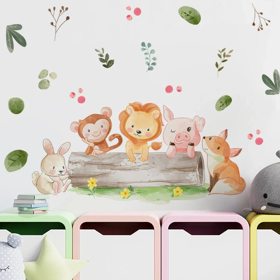 Cute Animal Wall Stickers for Kids Room Nursery Decor (ONLINE ORDER ONLY)