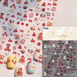 Charm Retro Bear Candy Cake Bowknot Rabbit Bunny Strawberry Footprint Muffin 3D Adhesive Nail Art Stickers Chic Manicure Decals (ONLINE ORDER ONLY)