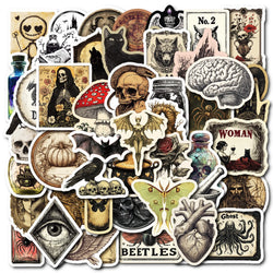 10/50PCS Vintage Gothic Dark Pharmacist Bottle Aesthetic Stickers Anime Decal Toy Laptop Notebook Phone Cartoon Graffiti Sticker (Online Order Only)