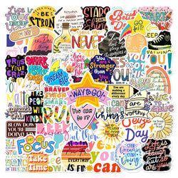 Motivational Cartoon Stickers Decals for Laptop, Guitar, Suitcase, Phone, Car, Kid Toy - 10/30/52pcs (Online Order Only)