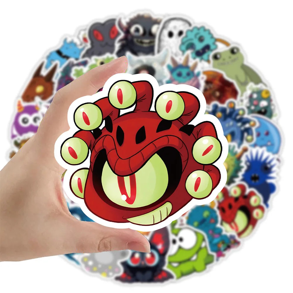 10/30/50PCS Cartoon Monster Stickers Toys DIY Scrapbook Suitcase Phone Laptop Bike Skateboard PVC Waterproof Funny Cute Decals (Online Order Only)
