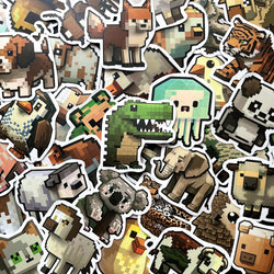 Cartoon Pixel Animal Stickers for Kids Teens Luggage Laptop Fridge (Online Order Only)