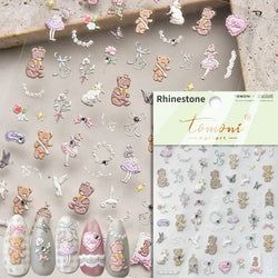 Bowknot Dog puppy Christmas Hat Strawberry Cake Food Coffee Cherry Love Heart Adhesive Nail Art Sticker Reliefs Manicure Decals (Online Order Only)