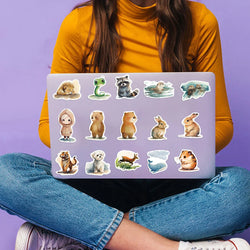 50Pcs Watercolor Animal Illustration Stickers DIY Suitcase Skateboard Laptop Luggage Fridge Phone Car Graffiti Sticker (Online Order Only)