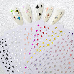 6Pcs 3D Silvery Star Nail Sticker Y2K Nail Design Gold Bronzing Slider Chrome Effect Nail Decoration Nail Design Manicure Tips * (ONLINE ORDER ONLY)