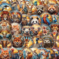 50PCS Stained Glass Gothic Animal Cartoon Sticker DIY Phone Laptop Luggage Skateboard Graffiti PET Decals Fun for Kid Toy (Online Order Only)