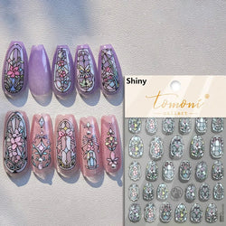 Poker Red Love Heart Square Grid Star Moon Card Pattern Spade Retro 3D Self Adhesive Nail Art Decoration Sticker Manicure Decals (Online Order Only)