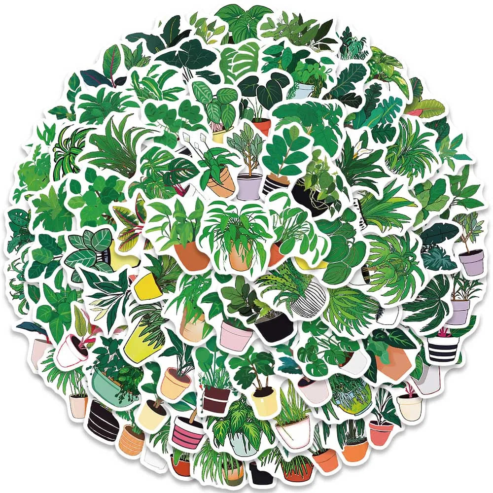 89PCS Cute Green Plant Stickers for DIY Decoration - Fridge, Notebook, Bike, Phone, Suitcase (Online Order Only)
