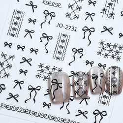 Gold Silver White Black Pink Blue Bowknot Ribbon Flat 3D Line Gird Strap Tie Elegant Charming Nail Art Stickers Manicure Decals (ONLINE ORDER ONLY)