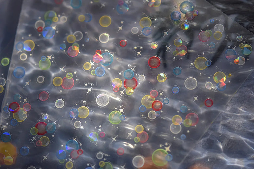 Colorful Bubbles Star Shiny Dreamy Glass Shards Flat 5D Soft Embossed Relief Self Adhesive Nail Art Sticker Chic Manicure Decal (ONLINE ORDER ONLY)