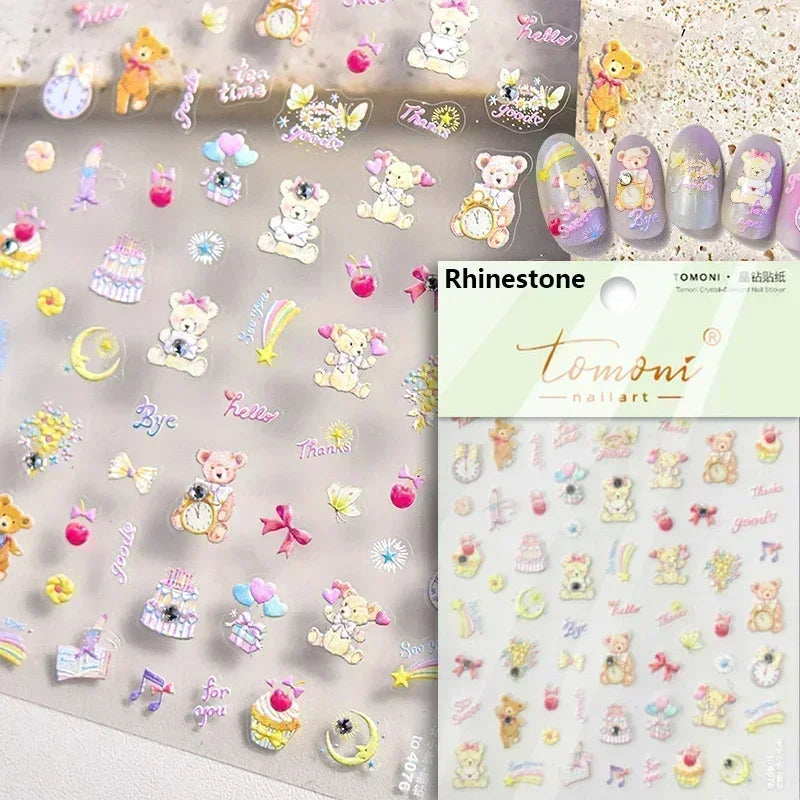 Lovely Dog Puppy Dream Heart Flower Star Pizza Food Sugar Skewers Strawberry Desserts Adhesive Nail Art Stickers Manicure Decals (Online Order Only)