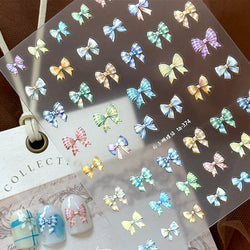 Colourful Grid Bowknot Charming Silk Ribbon Tie Chic 5D Self Adhesive Nail Art Sticker Sparkle Crystal Rhinestone Manicure Decal (ONLINE ORDER ONLY)