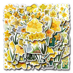 Daffodil Cartoon Stickers - Yellow Flower Decals for Cup, Diary, Scrapbook, Luggage, Laptop, Car, Bike, Skateboard, Kids Toy (10/30/60PCS) (ONLINE ORDER ONLY)