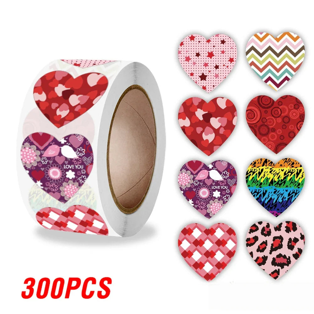 100-500pcs Heart Valentines Day Sticker Thank you Candy Bag Seal Sticker Scrapbooking Valentines Gift Box Label Decoration (ONLINE ORDER ONLY)