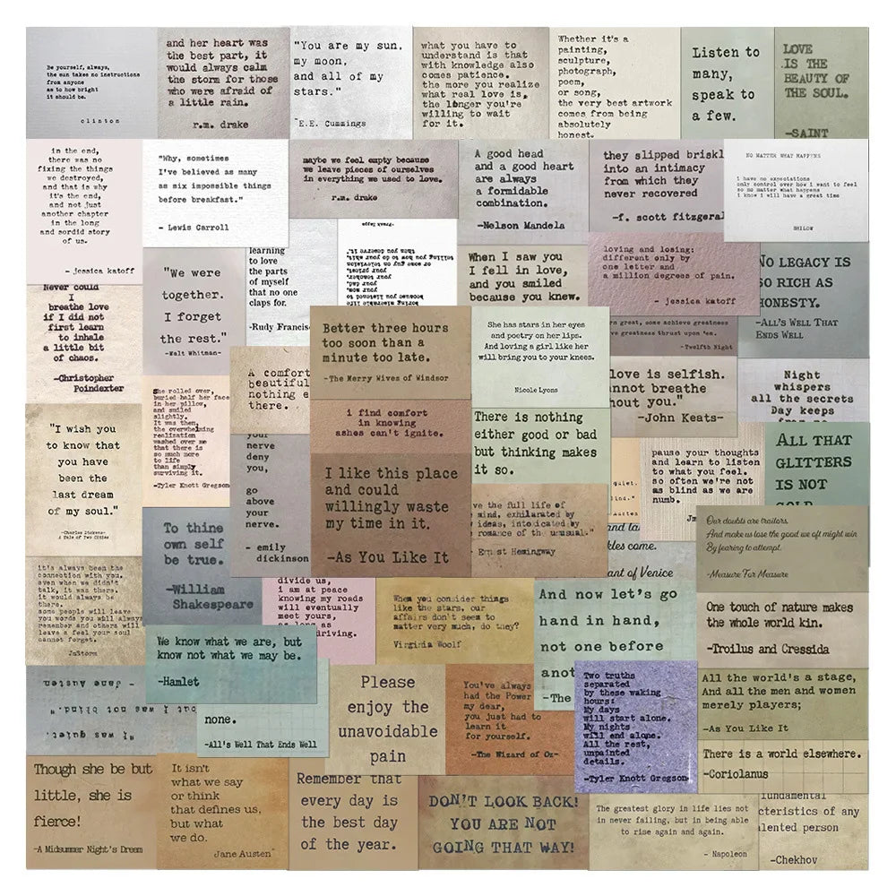 Retro Motivational Quote Stickers: 10/30/60pcs Vintage Inspirational Decals for Scrapbook, Laptop, Phone, Car (Online Order Only)