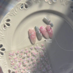 Shiny Butterfly White Pink Purple Romantic Animals Retro Photo Frame Chic Delicate Adhesive Nail Art Stickers 5D Manicure Decals (ONLINE ORDER ONLY)
