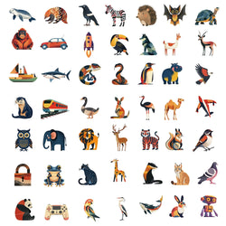 50PCS Funny Cartoon Animals Graffiti Stickers DIY Bike Travel Luggage Guitar Laptop Waterproof Cool Decal Sticker Gift (Online Order Only)