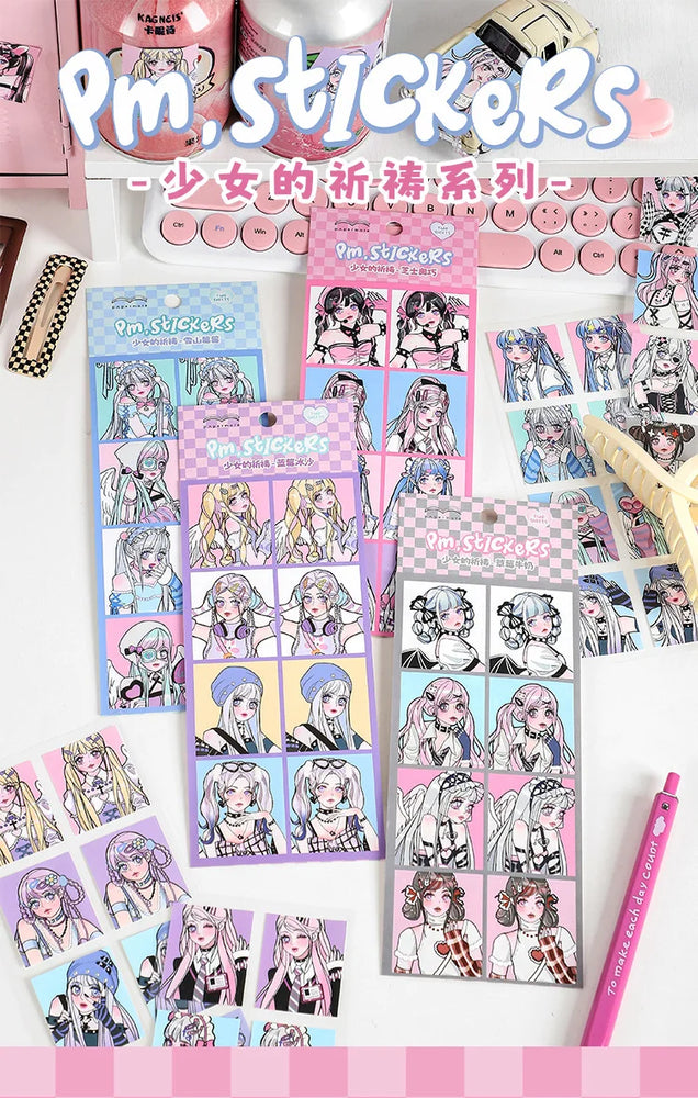 2pcs Ins Korean Style Anime Girl Scrapbooking Stickers Collage Diary Journal DIY Craft Aesthetics Decorative Stickers Stationery (ONLINE ORDER ONLY)