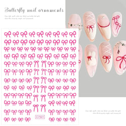 6pcs/Set Lovely Line Bowknot Nail Sticker Gold Silver Black White Pink Red Bow Tie Mini Bowknot 3D Self Adhesive Manicure Decals (ONLINE ORDER ONLY)