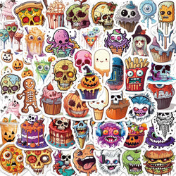 Halloween Skull Stickers Pack - Waterproof, Cartoon, Aesthetic, for Car, Skateboard, Laptop, Kids (ONLINE ORDER ONLY)