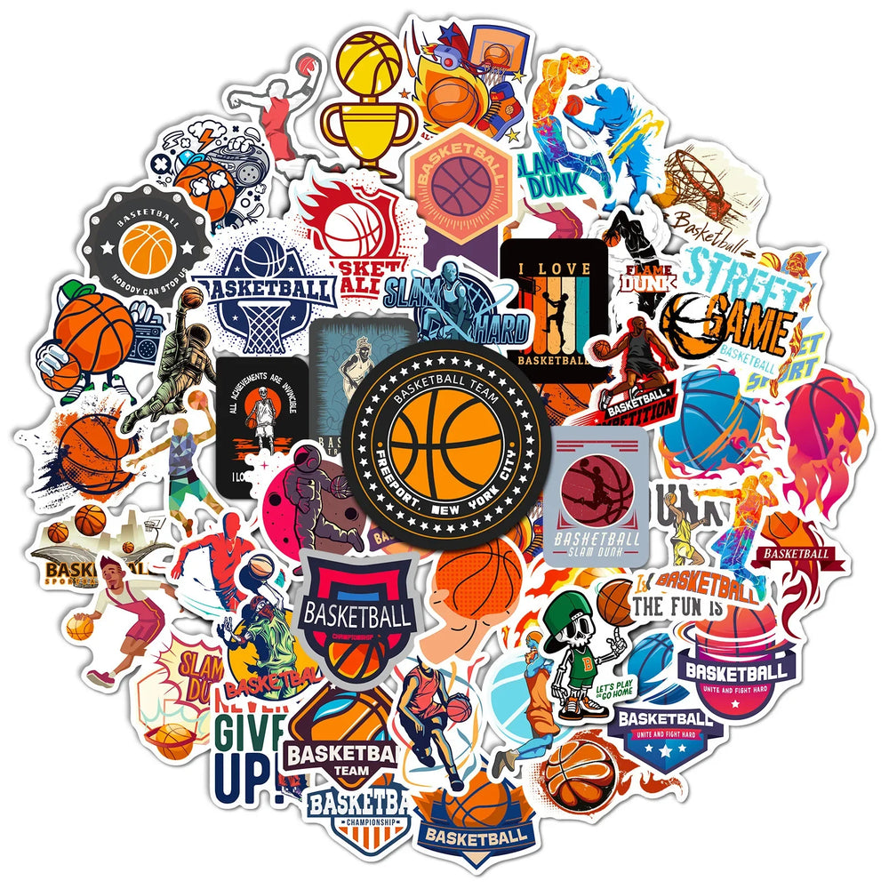 Graffiti Basketball Stickers 10/25/50pcs for Laptop, Luggage, Skateboard, Helmet, Phone, Guitar, Water Bottle (ONLINE ORDER ONLY)