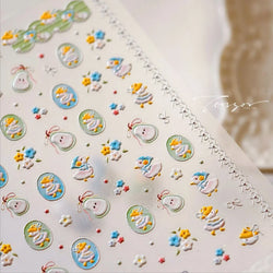 Cute Duck Pear Bowknot Mini Flower Duckling Line Bow Photo Frame Seal Stamp Figure Self Adhesive Nail Art Sticker Manicure Decal (ONLINE ORDER ONLY)