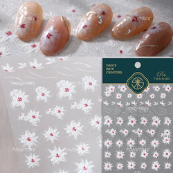 White Daisy Sunflower Green Leaves Wreath Garland Flower Cluster Bouquet Flat Adhesive Nail Art Sticker Manicure Decals Supplies (Online Order Only)